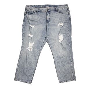 Ana Boyfriend Jeans Womens Plus 24W Mid Rise Distressed Blue Measures 45 x 27.5